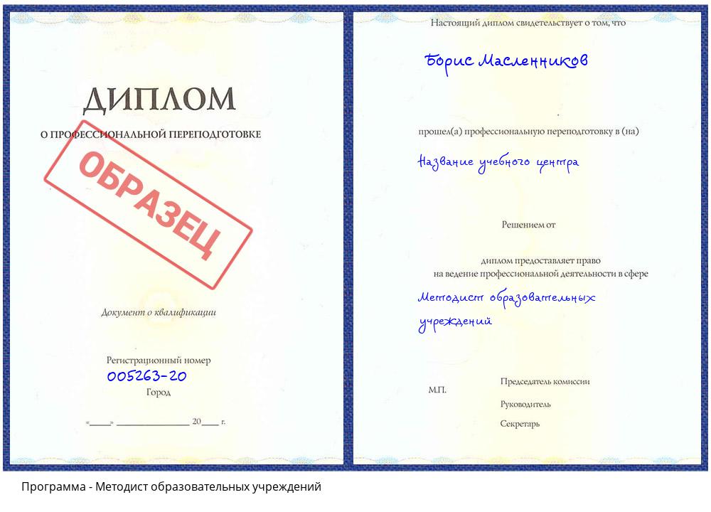 Методист образовательных учреждений Куйбышев